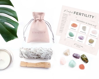 FERTILITY & PREGNANCY Crystal Kit - Carnelian, Moonstone, Rose Quartz, Aventurine, Lepidolite, Unakite