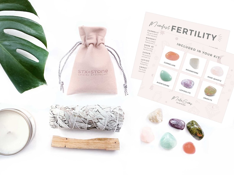 FERTILITY & PREGNANCY Crystal Kit Carnelian, Moonstone, Rose Quartz