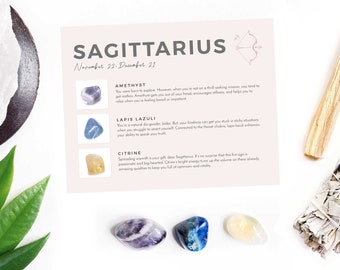 SAGITTARIUS Zodiac Crystal Kit - Includes Amethyst, Lapis Lazuli, Citrine