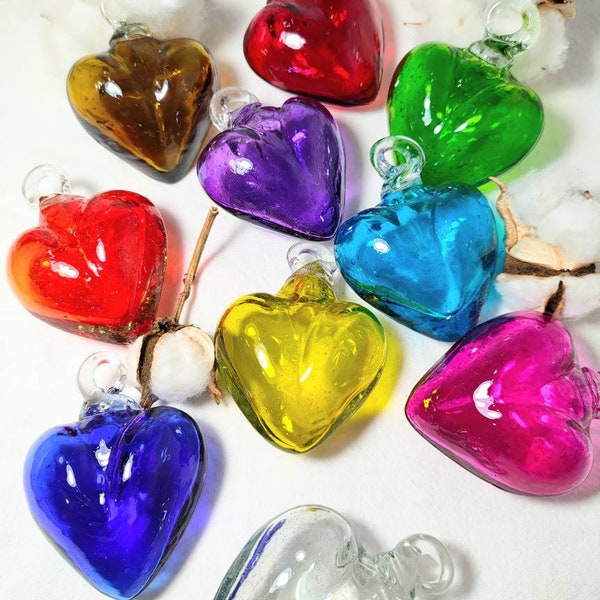 Mexican Blown glass heart. Cabo hearts. Mexican blown glass. Christmas tree ornament. **Wholesale everything, ask for it**