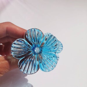 2 glass flowers for hummingbird feeder .Blue. Hummingbird feeder flower straw. Blownglass. We combine shipping image 5