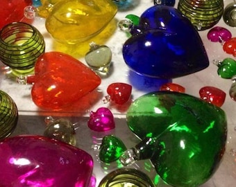 Mexican Glass HEARTS. Mexican Blown glass, Cabo hearts. **Wholesale too, ask for it** Murano glass style