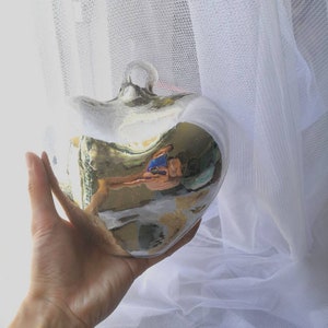 Hermoso CORAZÓN de vidrio soplado reciclado. color Plata. Cabo hearts. Glass HEART. Wholesale too, ask for it image 2