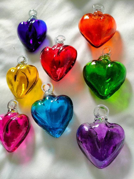 115 Blown Glass Hearts. Size 2.5. Mexico Blown Glass Heart. Cabo