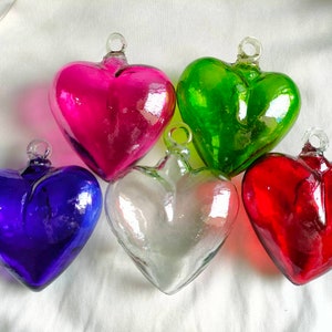 10 Beautiful Blown Glass Heart 2.5. Cabo Hearts. Mexican Blown