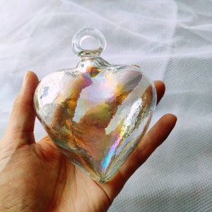 Beautiful iridescent blown glass heart. Glass heart, blown glass, made in Mexico! **Wholesale too**. CABO HEARTS