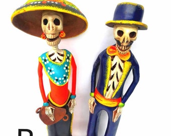 2 Mexican Catrina Day of the DEAD. 2x1 Catrinas. BIG! Made in Michoacán, Mexico.