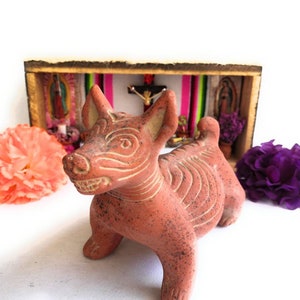 Figura de barro perro 6" Xoloitzcuintle. Día de Muertos Hecho en México. Colima dog. Day of the dead. Perro mexicano.