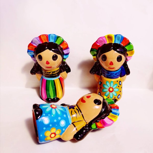 Lele Doll / Mexican Crafts / Piggy bank / Moneybank. 5". Colors may vary. Made in Mexico.  Wholesale too, ask for it!