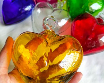 7 corazones de vidrio soplado. 5".  Blown glass heart. Cabo hearts. Hecho en México. **Wholesale too, ask for it!**