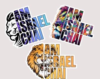 Am Israel Chai Hebrew Stickers Jewish Faith Vinyl Decals, 3 Israel Support Stickers, Judaica Gift, Waterproof Laptop & Water Bottle Sticker