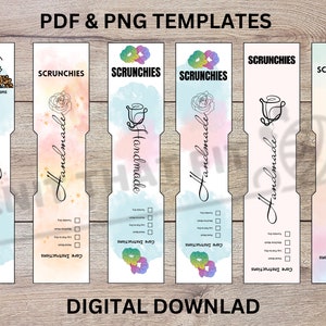 Conjunto de 6 etiquetas de elásticos para impressão para download instantâneo, arquivos PDF e PNG para download para impressão e corte, cartões de exibição para download digital