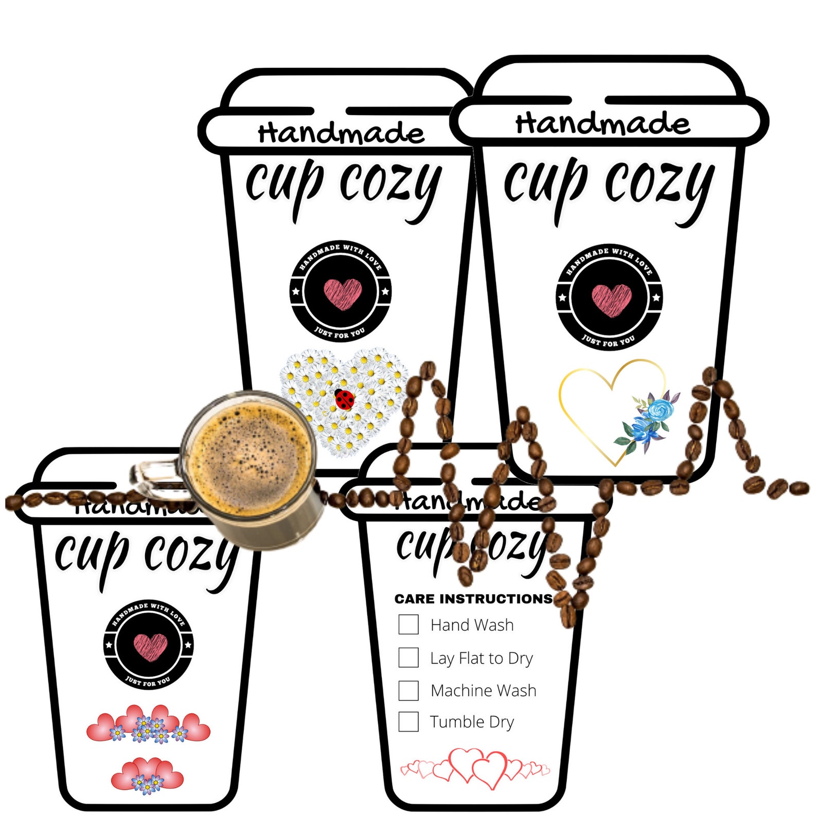 Printable Cup Cozy Template PDF Download Cup Sleeve Template - Etsy