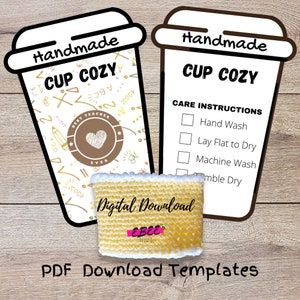 Printable cup cozy template, PDF download coffee sleeve template, best teacher cozy card, Packaging Market Display, gift for teacher image 1