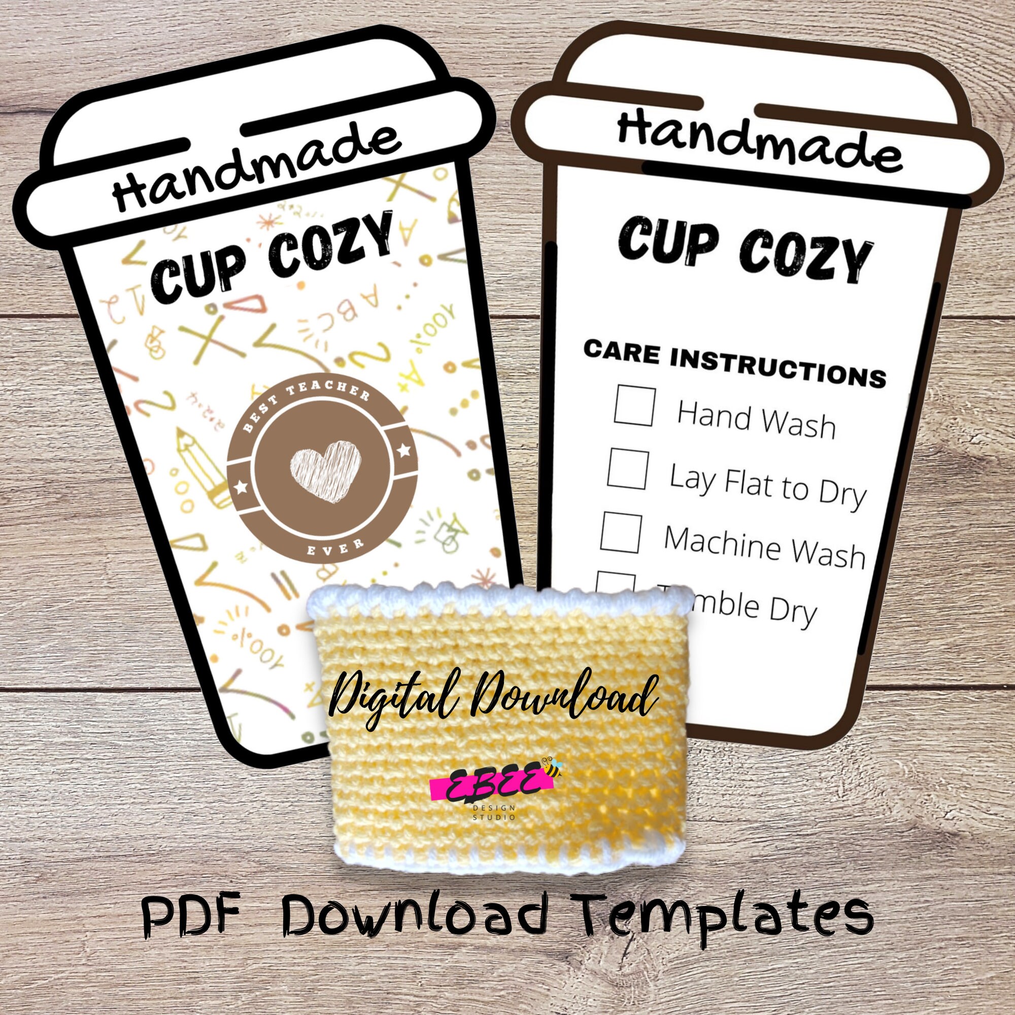 Printable Cup Cozy Template PDF Download Coffee Sleeve - Etsy
