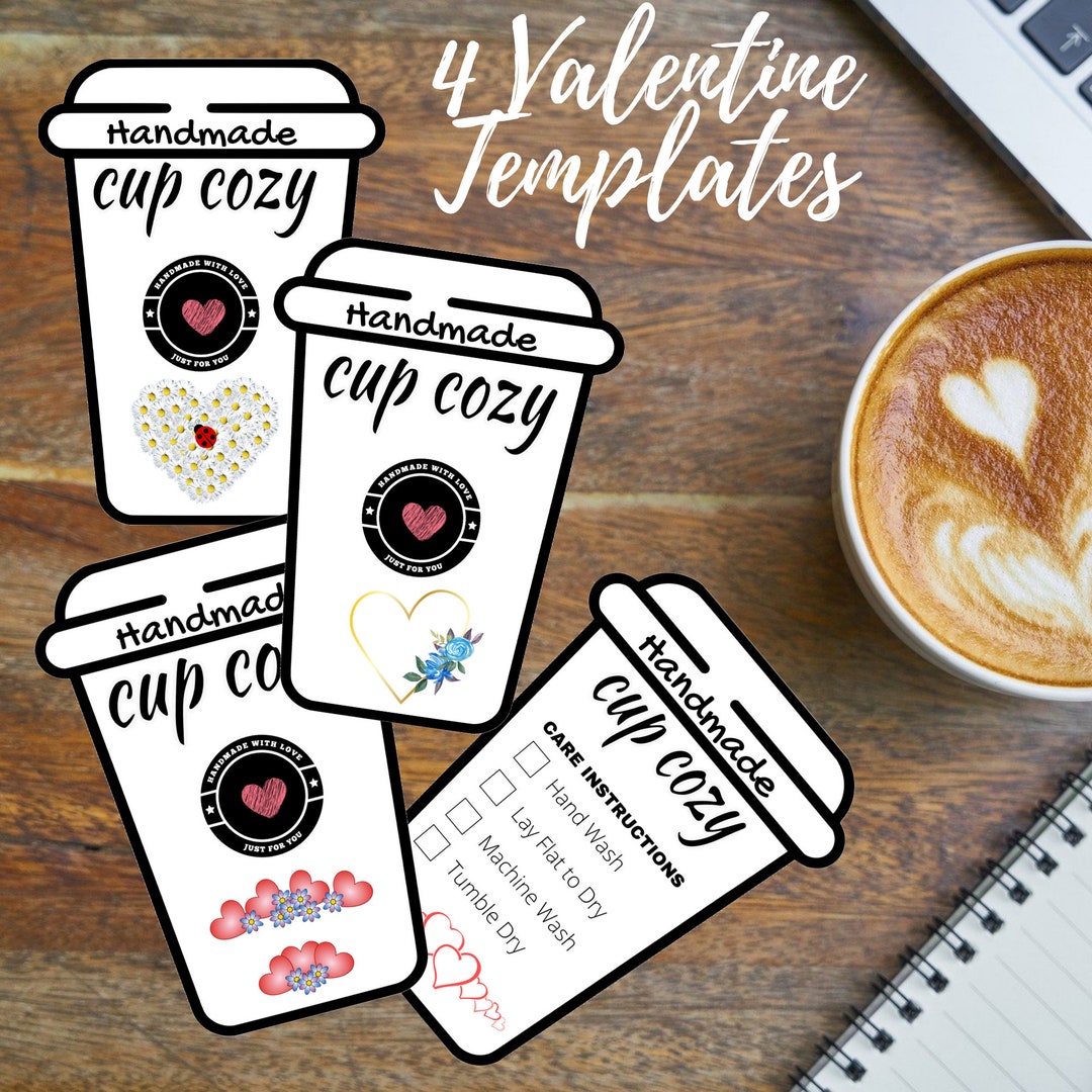Printable Cup Cozy Template, PDF Download Cup Sleeve Template ...