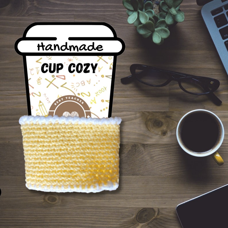 Printable cup cozy template, PDF download coffee sleeve template, best teacher cozy card, Packaging Market Display, gift for teacher image 2