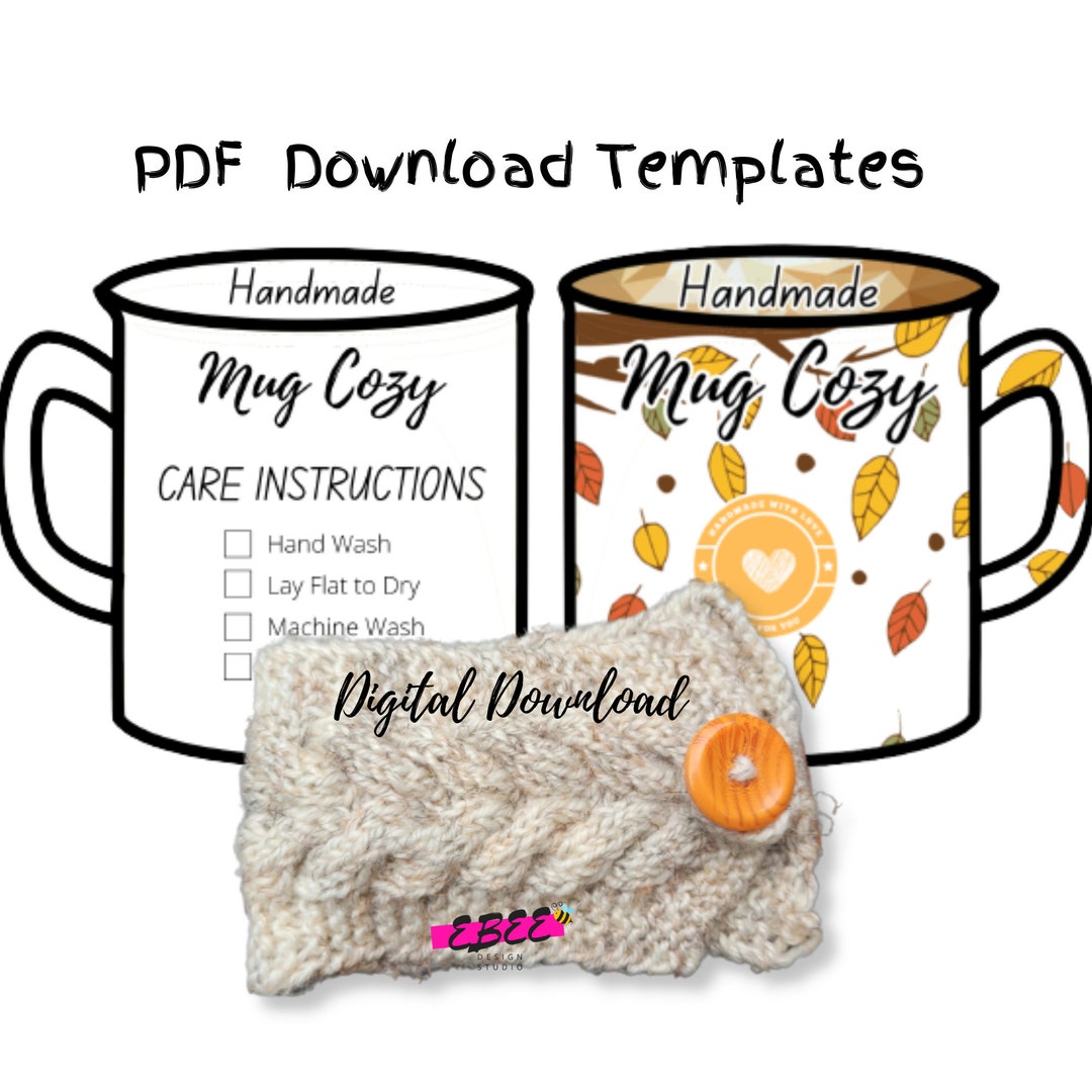 Printable Mug Cozy Template, Download PDF Market Display Cards, Cup ...