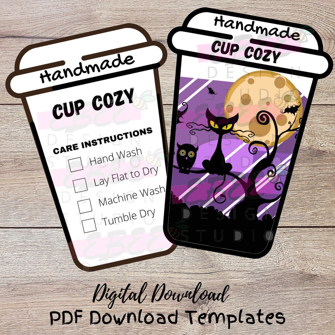 Printable Cup Cozy Halloween Template, PDF Download Cup Sleeve ...