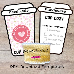 Printable cup cozy template, PDF & PNG download cup sleeve, Packaging Market Display, drink cozy templates, Best Teacher Ever gift tag