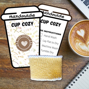 Printable cup cozy template, PDF download coffee sleeve template, best teacher cozy card, Packaging Market Display, gift for teacher image 5