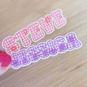 Waterproof Name Stickers, Personalized Gingham Plaid & Floral Vinyl Labels, Custom Kids School Bottle Decals, Durable Daycare Name tags