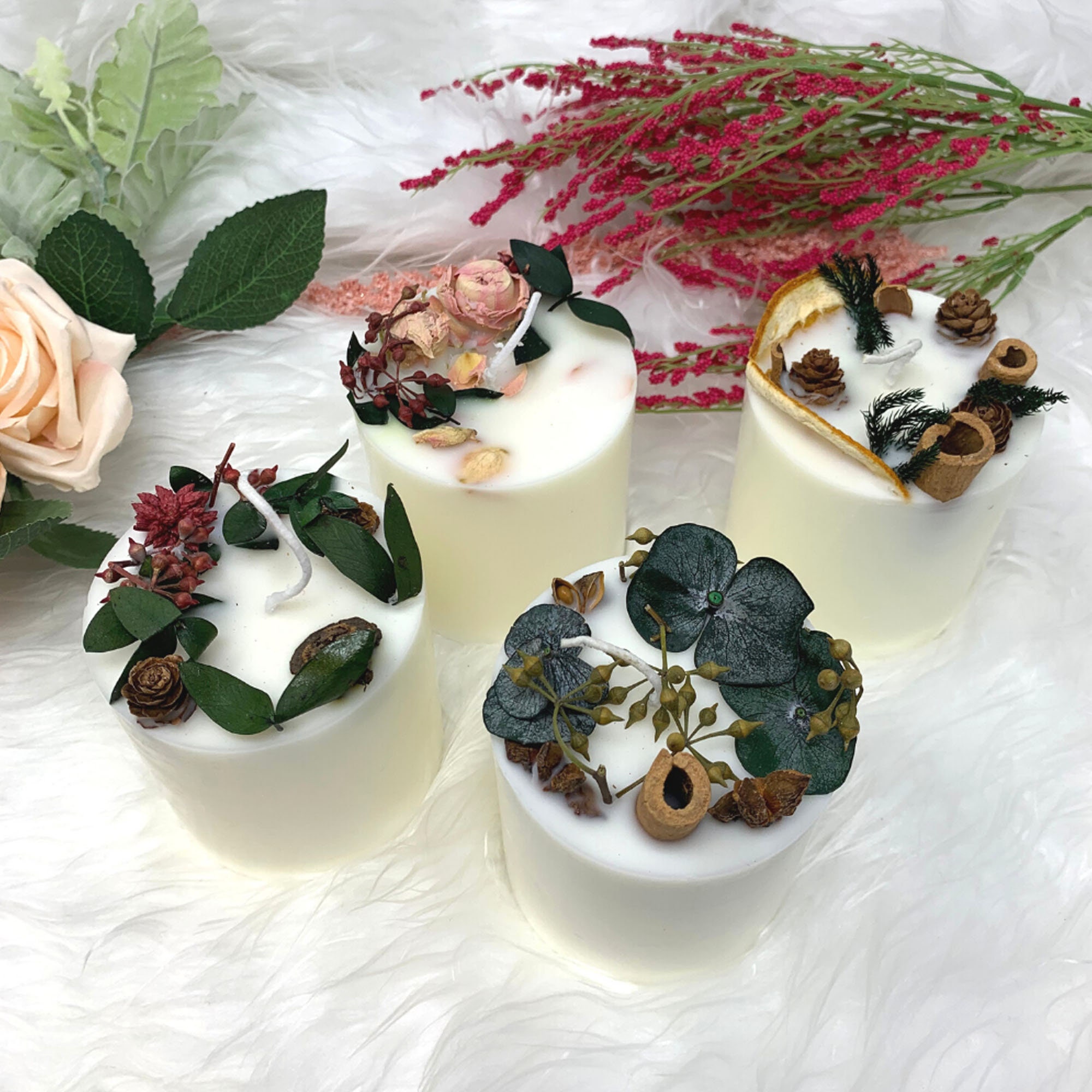 Handmade Dried Flowers Scented Candle Soy Wax Aromatherapy Etsy