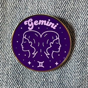 Gemini Zodiac Sign Hard Enamel Pin | Astrology Lapel Pin for Jackets, Backpacks, Hats, Bags, Pin Boards | Cute Cool Horoscope Pin Gift