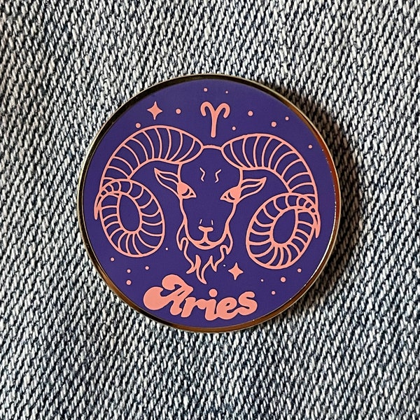 Aries Zodiac Sign Hard Enamel Pin | Astrology Lapel Pin for Jackets, Backpacks, Hats, Bags, Pin Boards | Cute Cool Horoscope Pin Gift