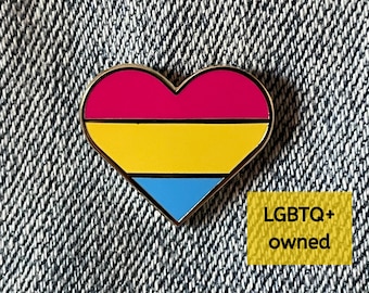 Pan Pride Hard Enamel Pin | LGBTQ+ Pride Flag Heart Pin for Jackets, Backpacks, Hats, Bags, Pin Boards | Cute Subtle Queer Pin