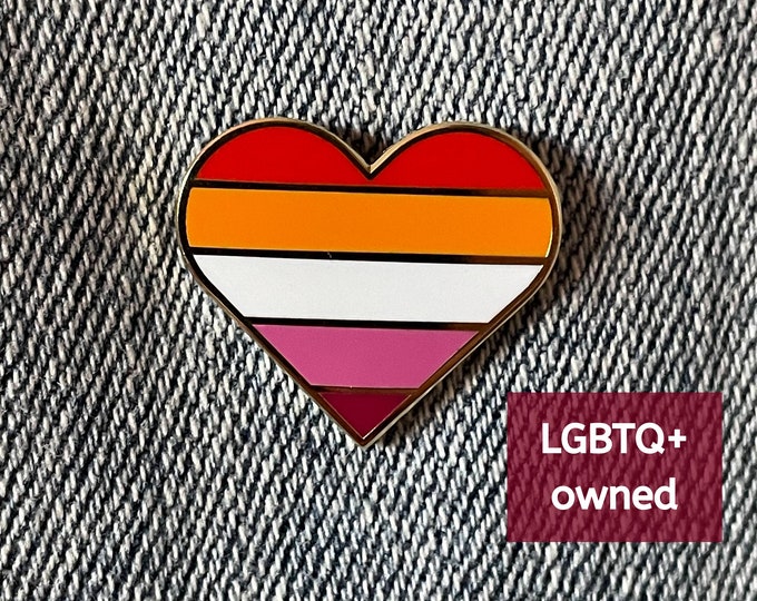 Lesbian Pride Hard Enamel Pin | LGBTQ+ Pride Flag Heart Pin for Jackets ...