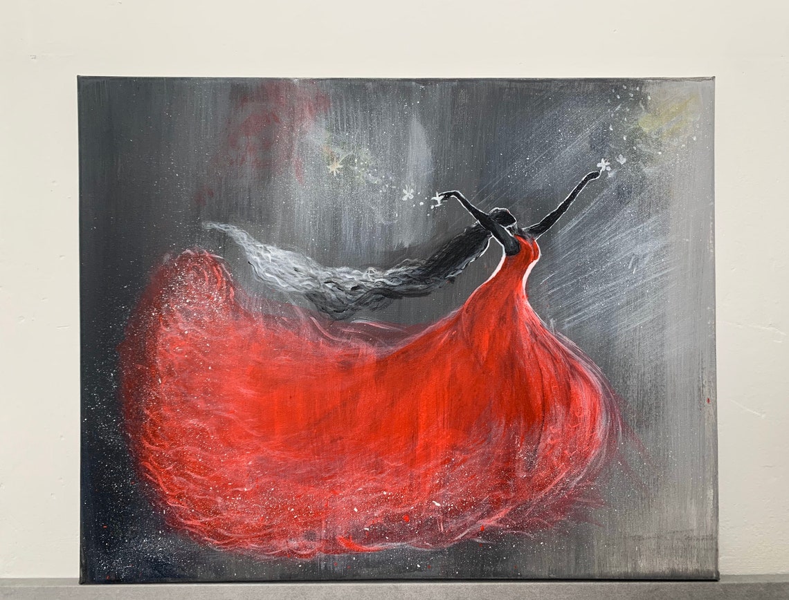 Lady in red acryl lady in red wall art acryl lady in red Etsy