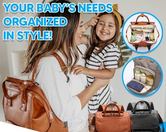 Best Diaper Bag Backpack, Leather Moms & Dads Diaper Bag for Baby Shower Gifts, Baby Bag for Baby Registry, Hospital Bag as Mom Holiday Gift