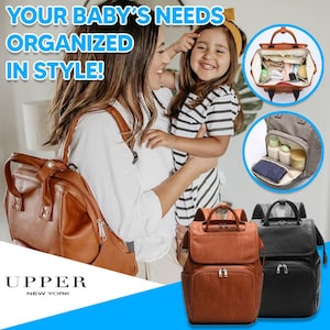 Best Diaper Bag Backpack, Leather Moms & Dads Diaper Bag for Baby Shower Gift