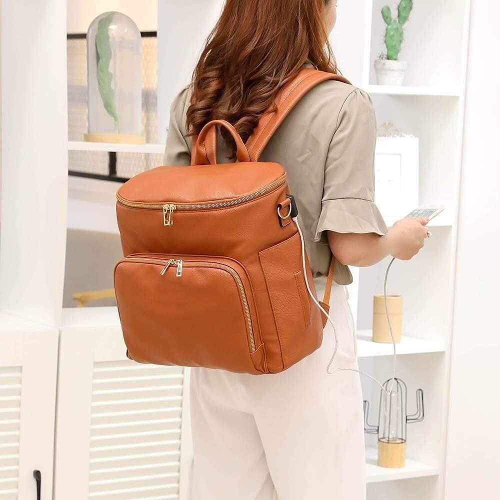 Color Contrast Diaper Bag Top Handle Mommy Backpack Casual Travel