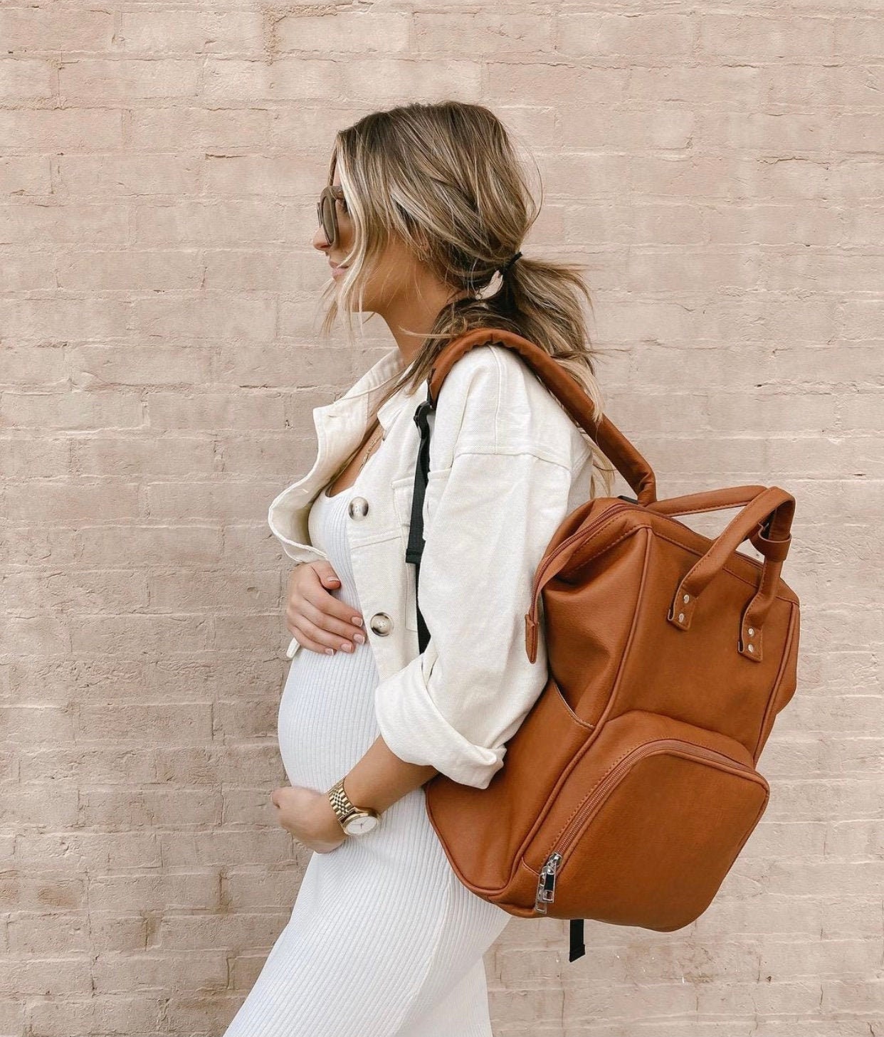 The Original 'CA' Vegan Leather Diaper Bag - Neutral