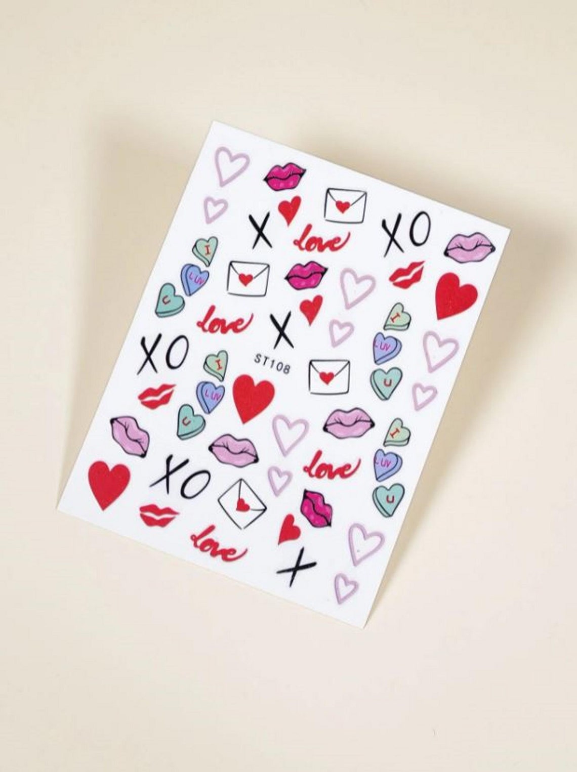 Nail art sticker with love hearts decal stickers Etsy