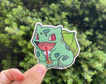 Bulbasour Sticker | Boba, boba tea, boba sticker, sticker for water bottle, stickers, stickers for hydroflask, stickers laptop