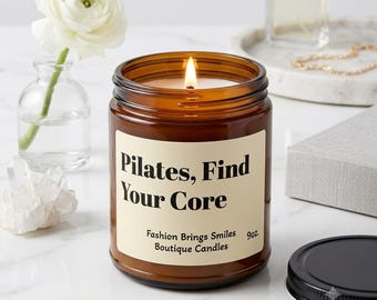 Mindful Pilates Candle - Finde deinen Kern Geschenk, Wellness Soja Kerze Studio Decor, Self Care Bernsteinglas Geburtstagsgeschenk für Lehrer
