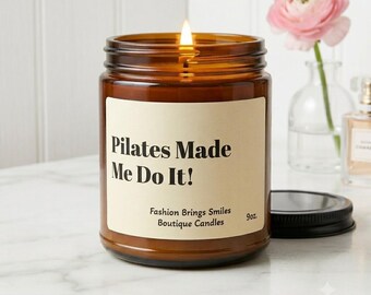 Atmen Sie Stretch Pilates Kerze | Duftende Sojamilch in Bernsteinfarbenen Glas