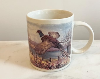 Vintage fazantmok; Gibson Housewares Bird Barn-koffiemok