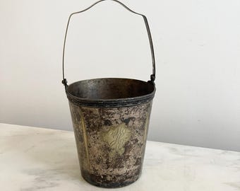 Vintage Homan Plate Nickel Silver Ice Bucket, Tarnished Barware