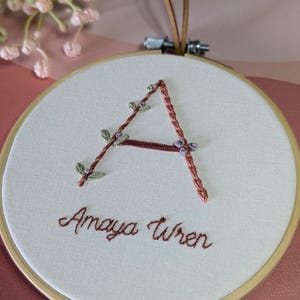Custom Initial and Baby Name Embroidery Hoop