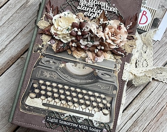 Diario vintage con tipografia, diario A5 in pelle scamosciata fatto a mano, quaderno per amanti della calligrafia, diario vittoriano con carta tinta al caffè, regalo unico