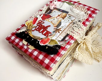 Cook book. Junk journal. Handmade notebook. Junk book. Vintage cook book