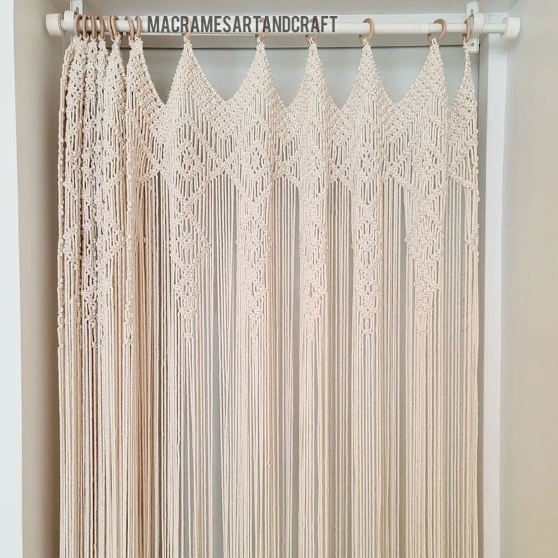 Macramé Doorway Curtains Bohemian Room Divider Handmade Etsy