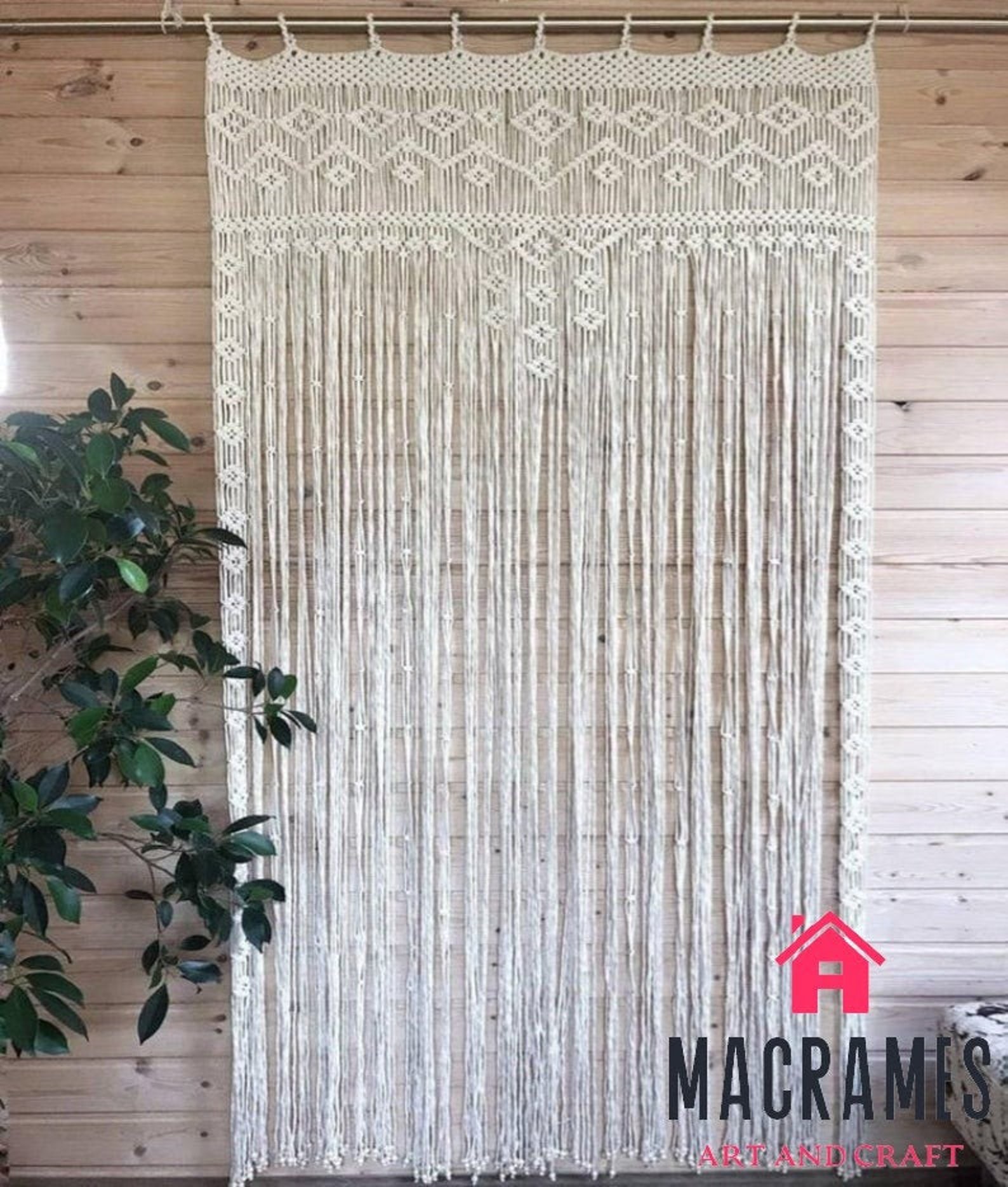 Cortina de la puerta de Macrame / gran telón de fondo de la | Etsy