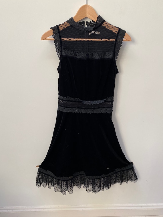 Vintage Black Velvet and Lace 60s BIBA 