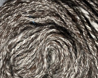 Yarn - handspun Corriedale wool, bulky, dark brown & white