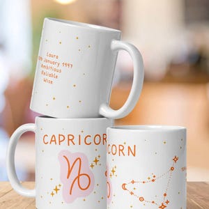 Steinbock Sternzeichen Tasse, individuelle Sternzeichen Geschenk, Steinbock Geschenk, Steinbock Geschenk, Geburtstagsgeschenk, personalisierte Tasse